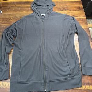 Tommy John Full Zip Lounge Hoodie Mens X Large Gray Brushed Rib